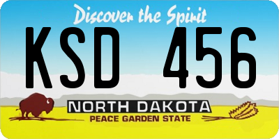 ND license plate KSD456
