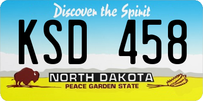 ND license plate KSD458