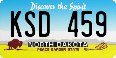 ND license plate KSD459