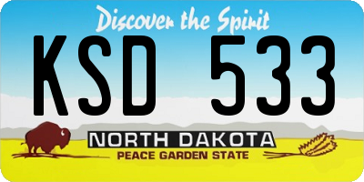 ND license plate KSD533