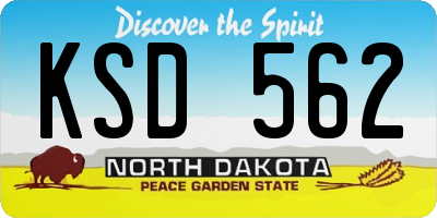 ND license plate KSD562