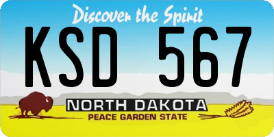 ND license plate KSD567