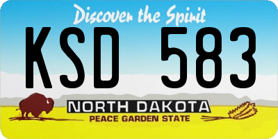 ND license plate KSD583