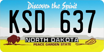 ND license plate KSD637