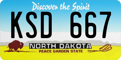 ND license plate KSD667