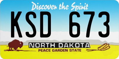 ND license plate KSD673