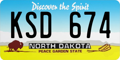 ND license plate KSD674
