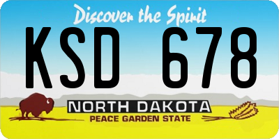 ND license plate KSD678