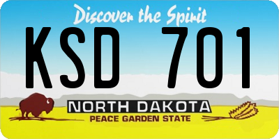 ND license plate KSD701