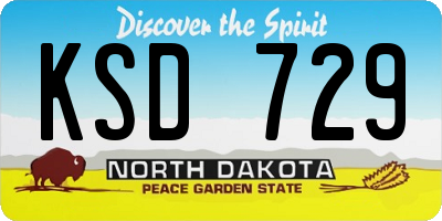 ND license plate KSD729