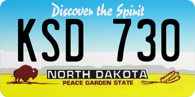 ND license plate KSD730