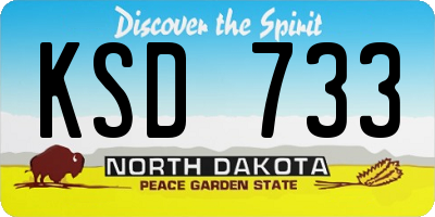 ND license plate KSD733