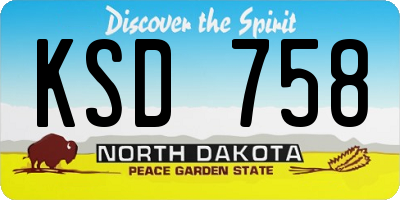 ND license plate KSD758