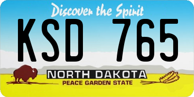 ND license plate KSD765