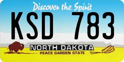 ND license plate KSD783