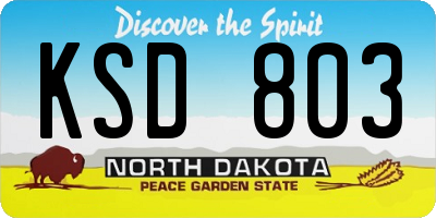 ND license plate KSD803