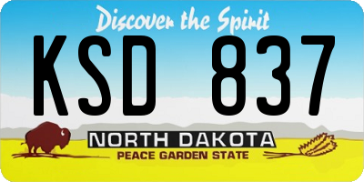 ND license plate KSD837