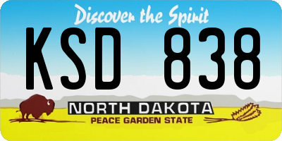 ND license plate KSD838