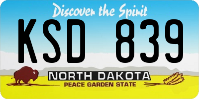 ND license plate KSD839