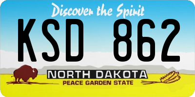 ND license plate KSD862