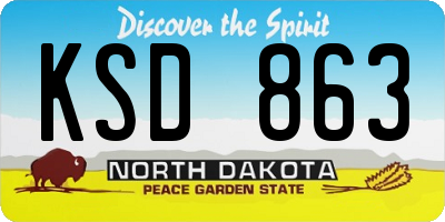 ND license plate KSD863