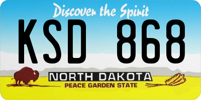 ND license plate KSD868