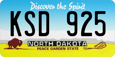 ND license plate KSD925