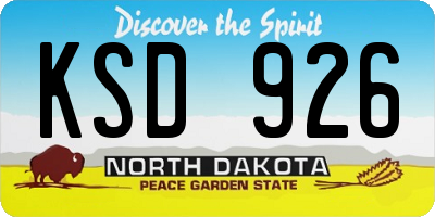 ND license plate KSD926