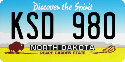 ND license plate KSD980