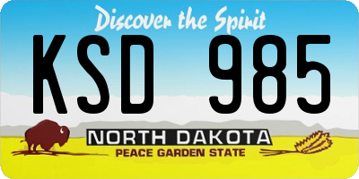ND license plate KSD985