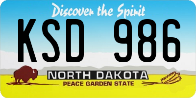 ND license plate KSD986