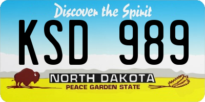 ND license plate KSD989