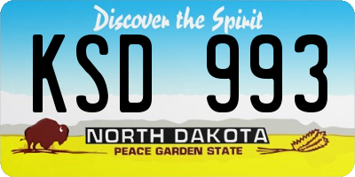 ND license plate KSD993