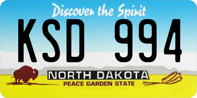 ND license plate KSD994