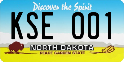 ND license plate KSE001