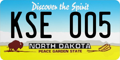 ND license plate KSE005