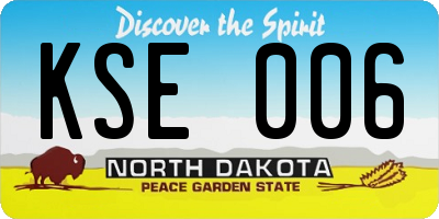 ND license plate KSE006