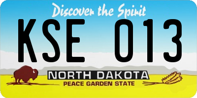 ND license plate KSE013
