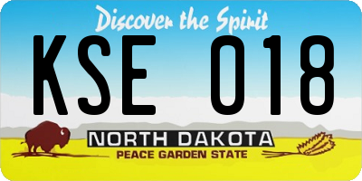 ND license plate KSE018