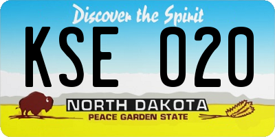 ND license plate KSE020