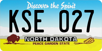 ND license plate KSE027