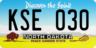 ND license plate KSE030