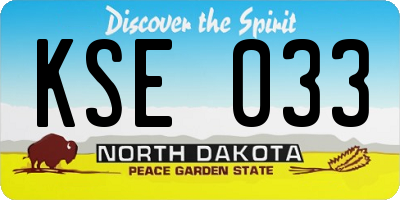 ND license plate KSE033