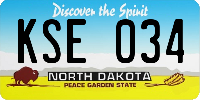 ND license plate KSE034