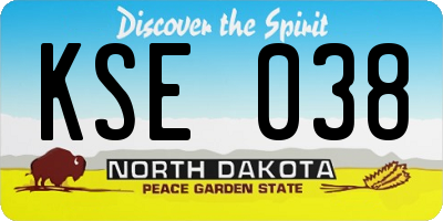 ND license plate KSE038