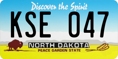 ND license plate KSE047