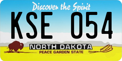 ND license plate KSE054