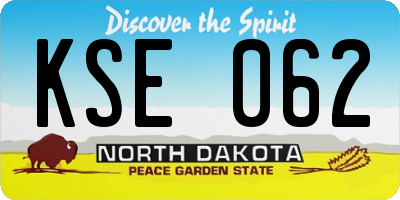 ND license plate KSE062