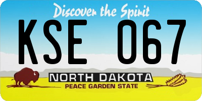 ND license plate KSE067