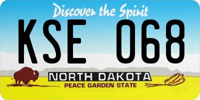 ND license plate KSE068